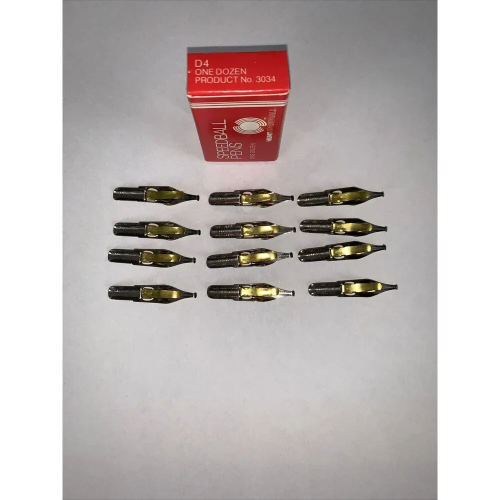 Vintage HUNT SPEEDBALL PENS D-4 Oval Easy To Use Calligraphy Pen Nibs (12)
